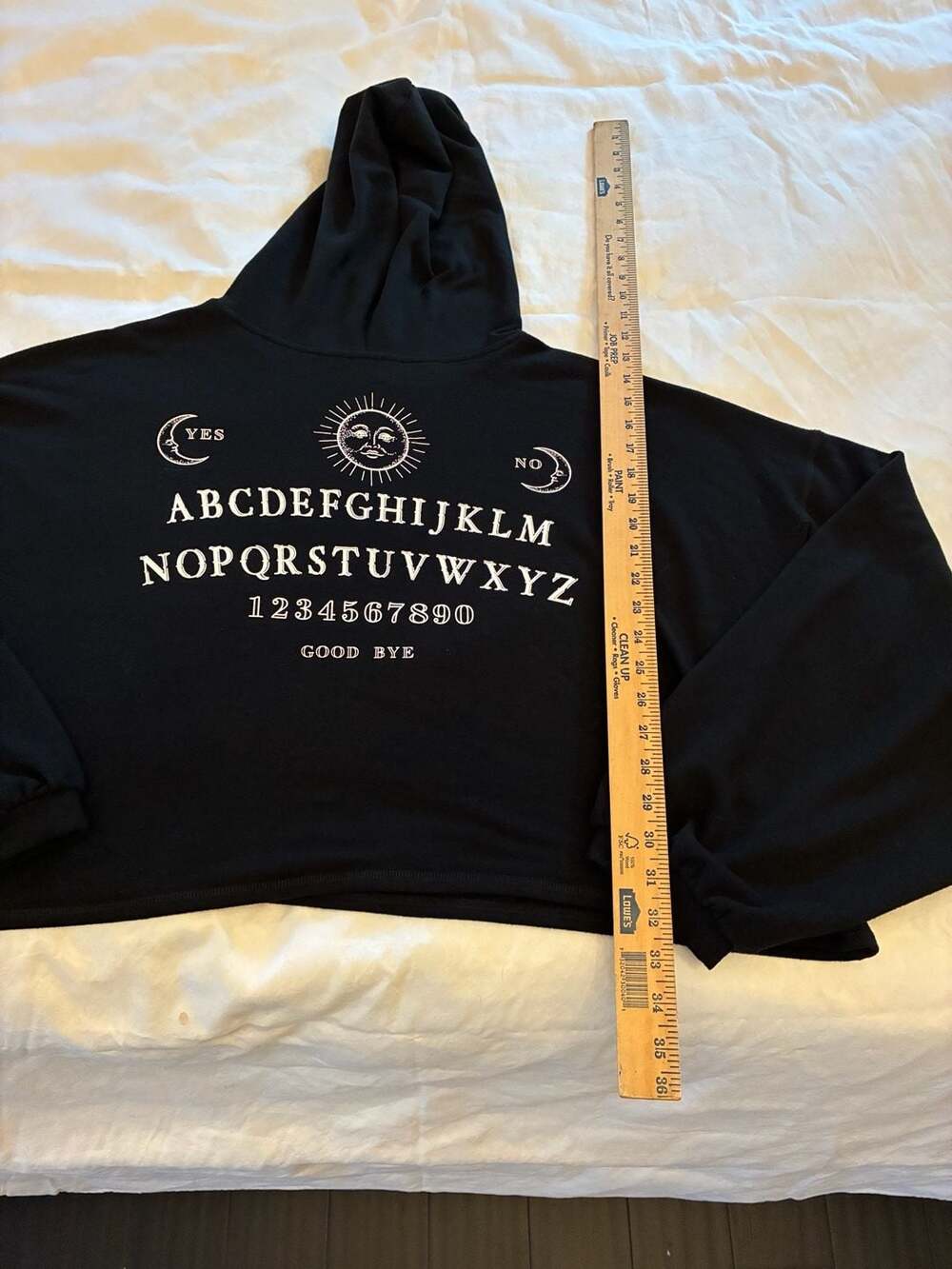 Hasbro Ouija Mystifying Oracle Women's Cropped Black Hoodie Halloween spooky